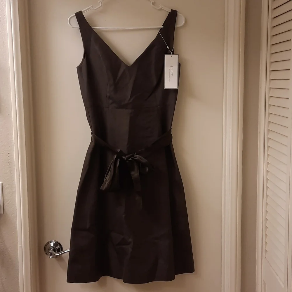 NWT, J. Crew Special Occasion Espresso Sleeveless Dress